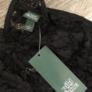 Wild Fable Black Lace Dressy Mock Neck Top
